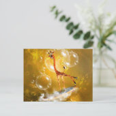 Carte Postale Funny surf girafe avec vague et bulles (Debout devant)