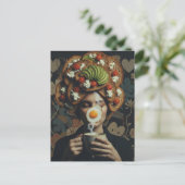 Carte Postale Funny Surreal Avocado Toast and Coffee lady (Debout devant)