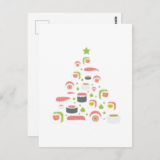 Carte Postale Funny Sushi Lovers Christmas Tree Ajouter un texte (Devant / Derrière)