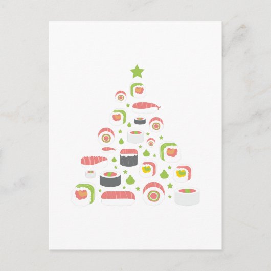 Carte Postale Funny Sushi Lovers Christmas Tree Ajouter un texte (Devant)