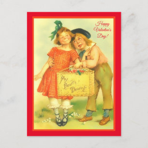 Carte Postale Funny Sweet Boy and Girl Heureuse Sainte-Valentin