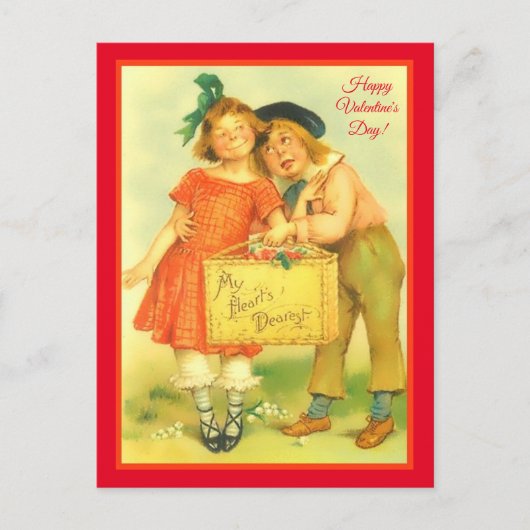 Carte Postale Funny Sweet Boy and Girl Heureuse Sainte-Valentin (Devant)