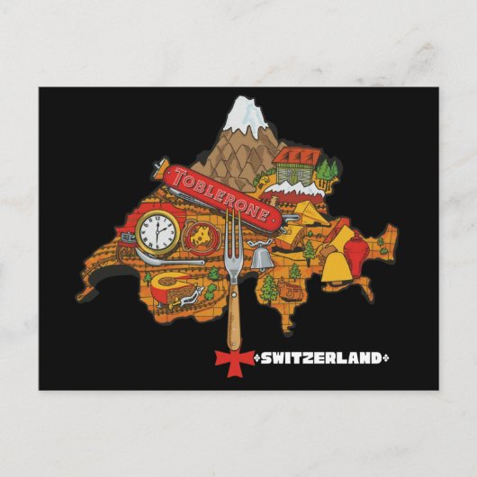 Carte Postale Funny Switzerland Souvenir Toblerone Swiss Map (Devant)