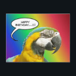 Carte Postale Funny Talking Parrot Rainbow Birthday Postcard<br><div class="desc">This parrot says Happy Birthday to you!
Grandparents this is a great postcard to send to your grandchild(ren).

Item of the Funny Talking Parrot Line.</div>
