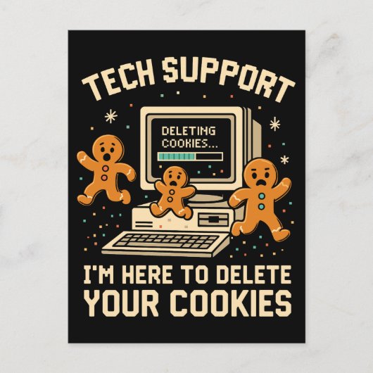 Carte Postale Funny Tech Support Delete Cookies  (Devant)