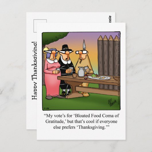 Carte Postale Funny Thanksgiving Humor Postcard (Devant / Derrière)