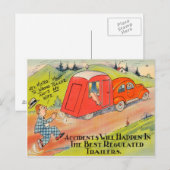 Carte Postale Funny Travel Trailer RV Camping Cartoon du Camping (Devant / Derrière)