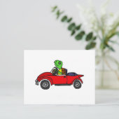 Carte Postale Funny Turtle Driving Red Convertible Voiture (Debout devant)