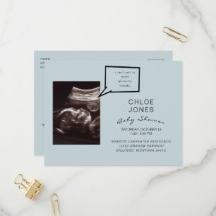 Carte Postale Funny Ultrasound Baby shower Blue Invitation