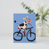 Carte Postale Funny Vache équitation Bicyclette Art (Debout devant)