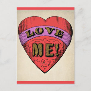 Carte Postale Funny Valentines Day Love Me Coeur Rétro