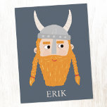 Carte Postale Funny Viking Personnalisé<br><div class="desc">Un Viking amusant,  parfait pour vos Scandinaves préférés. Art original de Nic Squirrell. Modifiez le nom pour personnaliser.</div>