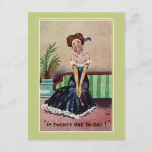 Carte Postale Funny vintage 21ème anniversaire pour elle