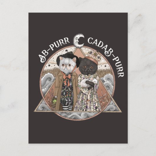 Carte Postale Funny Vintage Cottagecore Chat sorcières Halloween (Devant)