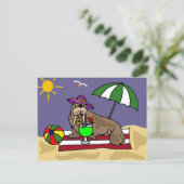 Carte Postale Funny Walrus au Beach Art (Debout devant)