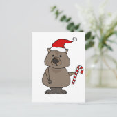 Carte Postale Funny Wombat à Noël de Santa Hat (Debout devant)