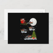 Carte Postale Funny Xmas Éclairage Arbre Père Noël équitation Or (Devant / Derrière)