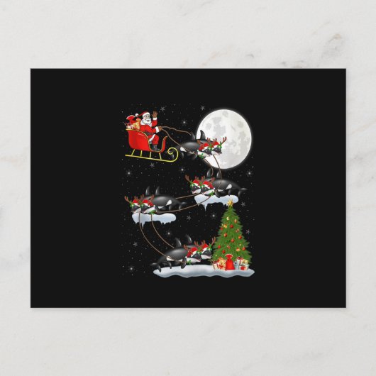Carte Postale Funny Xmas Éclairage Arbre Père Noël équitation Or (Devant)
