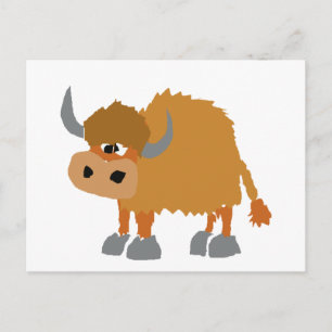 Carte Postale Funny Yak Design d'art primitif