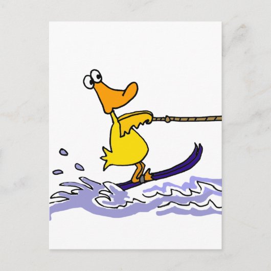 Carte Postale Funny Yellow Duck Water Ski (Devant)