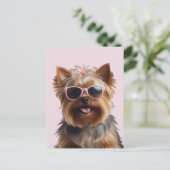 Carte Postale Funny Yorkshire Terrier Avec Lunettes De Soleil (Debout devant)