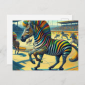 Carte Postale Funny Zebra avec Skateboard extra-jambe (Devant / Derrière)