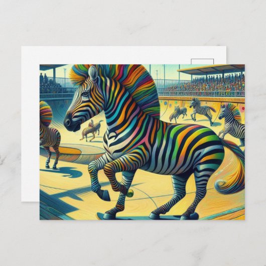 Carte Postale Funny Zebra avec Skateboard extra-jambe (Devant / Derrière)