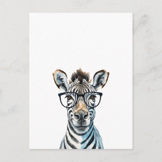 Carte Postale Funny Zebra Porter des lunettes (Devant)