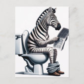 Carte Postale Funny Zebra sur Toilet Lecture journal (Devant)