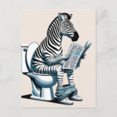 Carte Postale Funny Zebra sur Toilet Lecture journal (Devant)