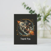 Carte Postale Fusée Merci Astronaute Bouledogue Français (Debout devant)