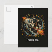 Carte Postale Fusée Merci Astronaute Bouledogue Français (Devant / Derrière)