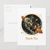 Carte Postale Fusée Merci Astronaute Bouledogue Français (Devant / Derrière)