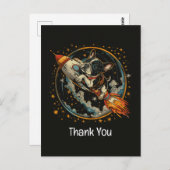 Carte Postale Fusée Merci Bouledogue Français Astronaute (Devant / Derrière)