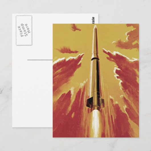 Carte Postale Fusée rétro de la fusée (Devant / Derrière)