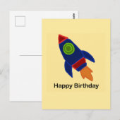 Carte Postale 🚀 Fusée spatiale Joyeux Anniversaire  (Devant / Derrière)