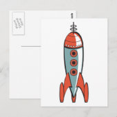 Carte Postale fusée spatiale rétro (Devant / Derrière)