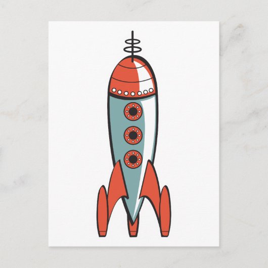 Carte Postale fusée spatiale rétro (Devant)