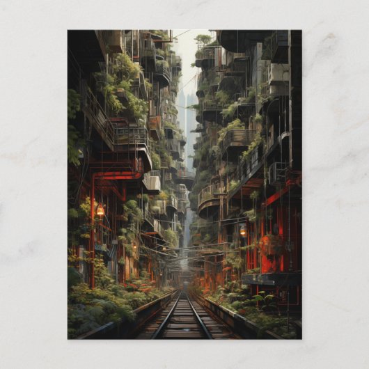 Carte Postale Fusion futuriste de Manhattan et Bangkok (Devant)