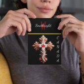Carte Postale Fusion symbolique : Croix avec feuille d'érable ro
