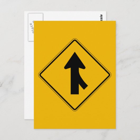 Carte Postale Fusionner à droite, Signal d'avertissement de traf (Devant / Derrière)