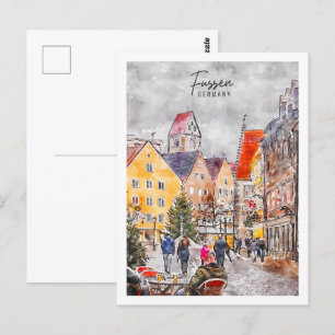 Carte Postale Fussen Allemagne Travel Place Aquarelle