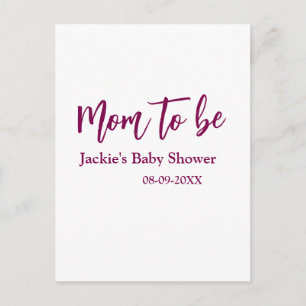 Carte Postale Futur maman baby shower nom date rose simple minim