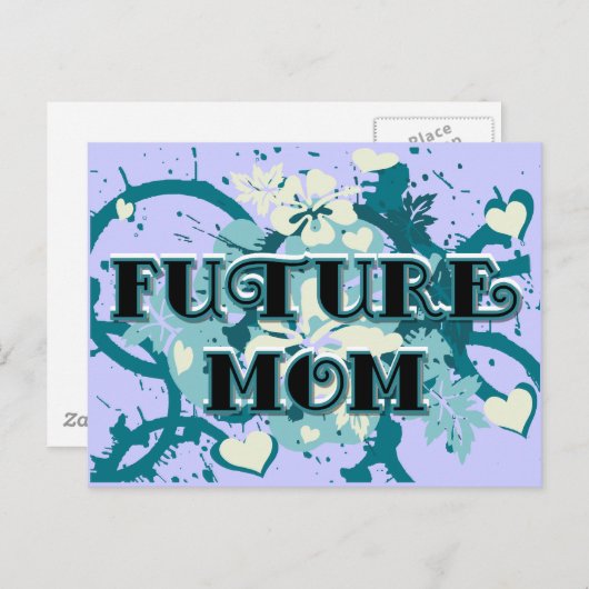 Carte Postale Future Mom - Coeurs et fleurs (Devant / Derrière)