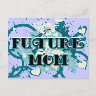 Carte Postale Future Mom - Coeurs et fleurs