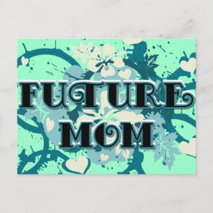 Carte Postale Future Mom - Coeurs et fleurs