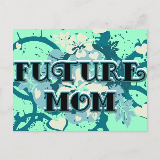 Carte Postale Future Mom - Coeurs et fleurs (Devant)