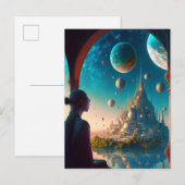 Carte postale Futuriste Imaginaire Castle Landscap (Devant / Derrière)