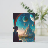 Carte postale Futuriste Imaginaire Castle Landscap (Debout devant)