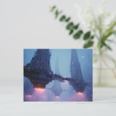 Carte Postale Futuristic Cityscape with Hovering Structures (Debout devant)